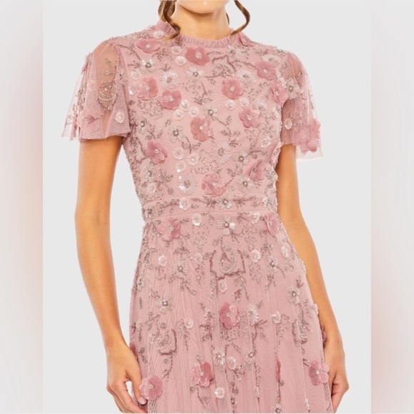 NEW MAC DUGGAL 9212 Embellished High Neck Cap Sleeve A Line Dress SZ 6 - Picture 4 of 8